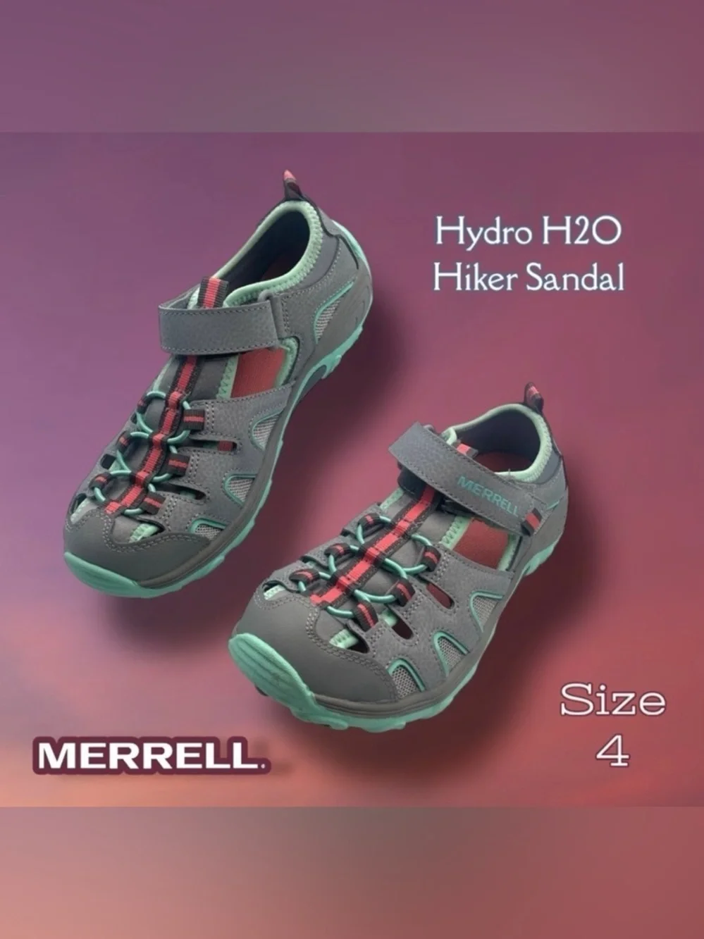Merrell Kids Hydro H2O Sandal Size 4 - Gray Teal